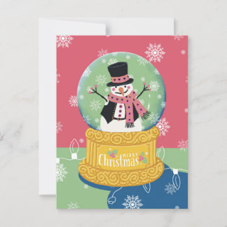 Postal Feliz Navidad Snowman Globe