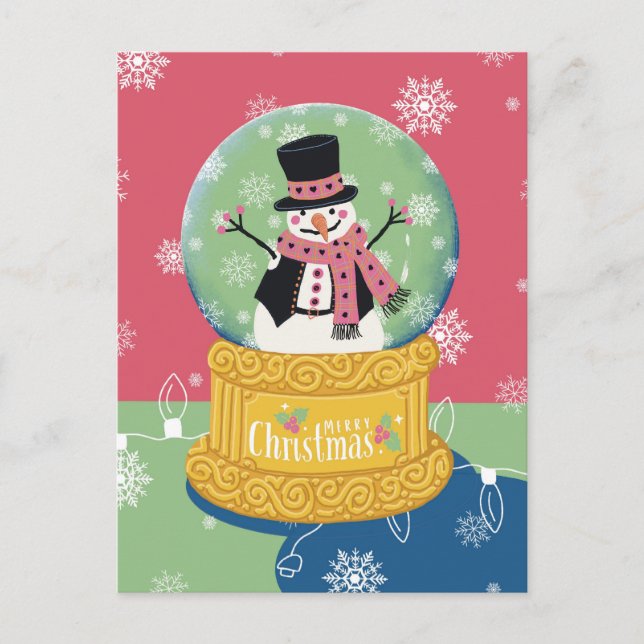 Postal Feliz Navidad Snowman Globe (Anverso)