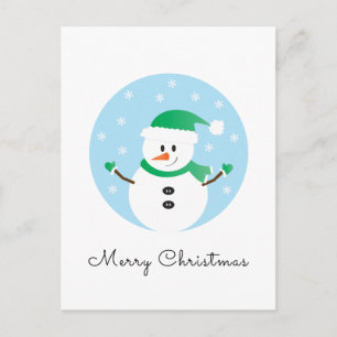Postal Feliz Navidad Snowman Snowflakes