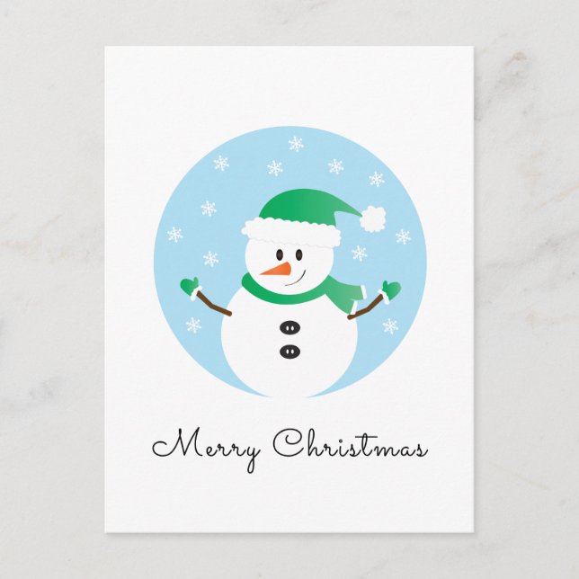 Postal Feliz Navidad Snowman Snowflakes (Anverso)