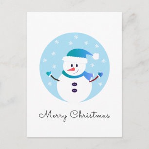 Postal Feliz Navidad Snowman Snowflakes