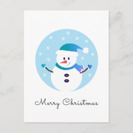 Postal Feliz Navidad Snowman Snowflakes
