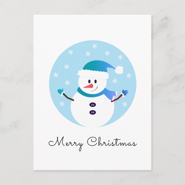 Postal Feliz Navidad Snowman Snowflakes (Anverso)