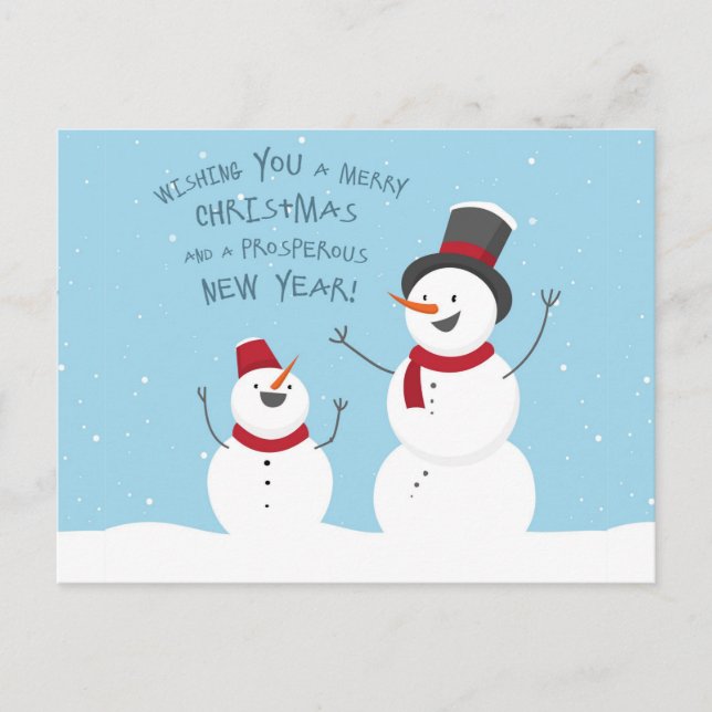 Postal Feliz Navidad Snowmen (Anverso)
