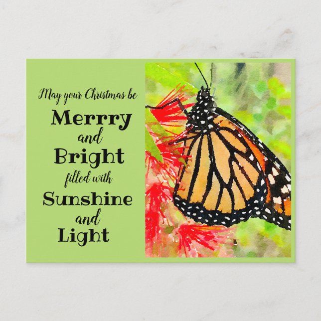 Postal Feliz Navidad Sunshine Monarca Mariposa (Anverso)