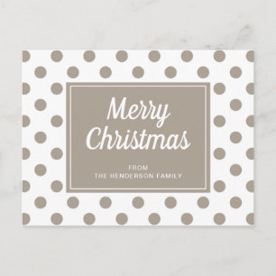 Postal Feliz Navidad Taupe Beige Lunares