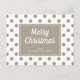 Postal Feliz Navidad Taupe Beige Polka Dots
