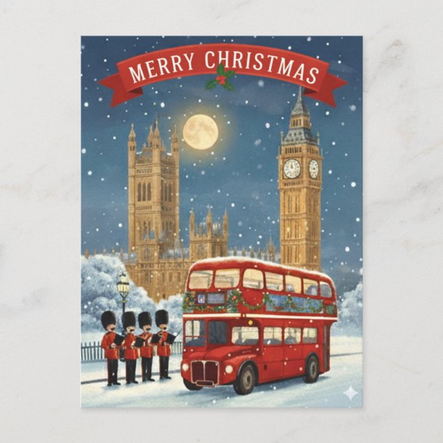 Postal Feliz Navidad Tema Londres (Anverso)