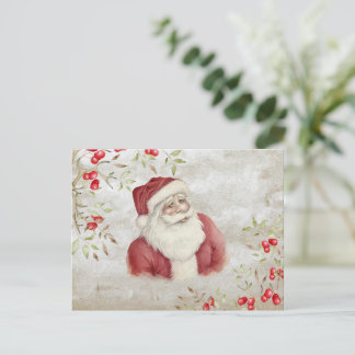 Postal "Feliz Navidad" Tipografía acuarela Santa