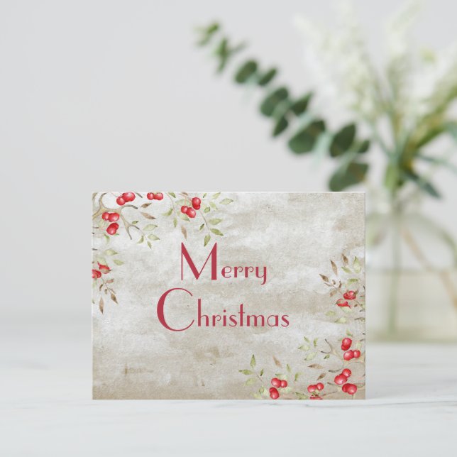 Postal "Feliz Navidad" Typografía acuarela (Anverso de pie)