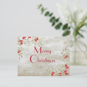 Postal "Feliz Navidad" Typografía acuarela