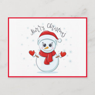Postal Feliz Navidad Typography Snowman Holiday