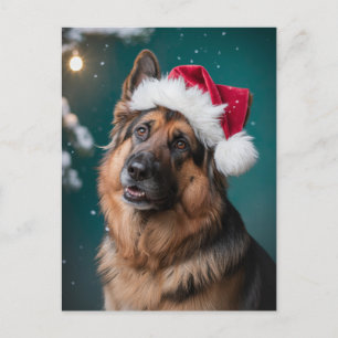 Postal Feliz Navidad Un Perro Pastor Alemán en Santa