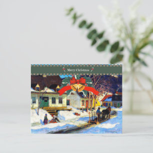 Postal Feliz Navidad, una calle de un pueblo de Quebec