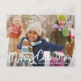 Postal FELIZ NAVIDAD | vacaciones de script de pincel bla