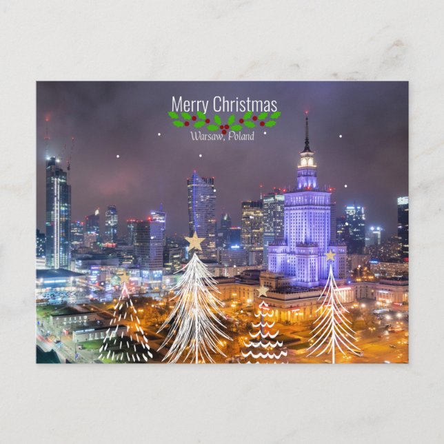 Postal Feliz Navidad, Varsovia, Polonia, (Anverso)