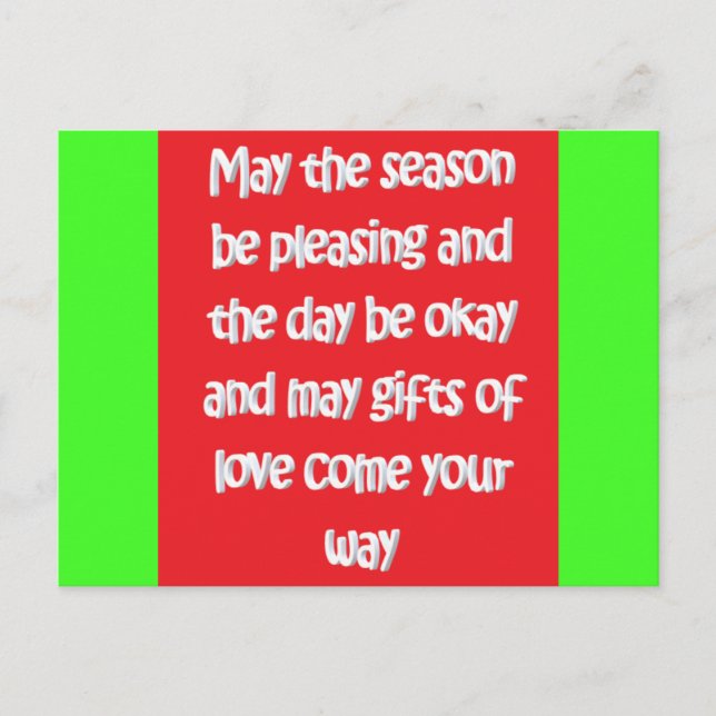Postal Feliz Navidad verde rojo con poema (Anverso)