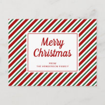 Feliz Navidad Verde Rojo Patrón de rayas blancas