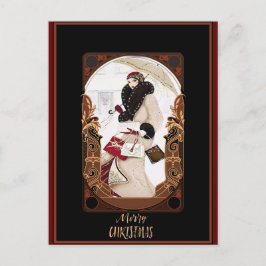 Postal Feliz Navidad Vintage Art Deco