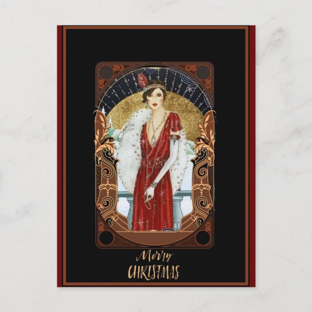 Postal Feliz Navidad Vintage Art Deco (Anverso)