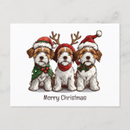 Postal Feliz Navidad Welsh Wire Fox Terrier Dogs