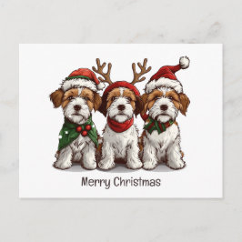 Postal Feliz Navidad Welsh Wire Fox Terrier Dogs