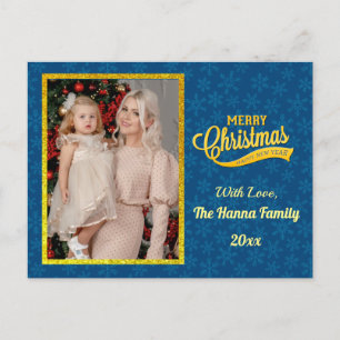 Postal Feliz Navidad y Feliz Año Nuevo y Copo de Nieve