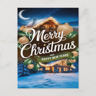 Postal Feliz Navidad y próspero Año Nuevo brillante