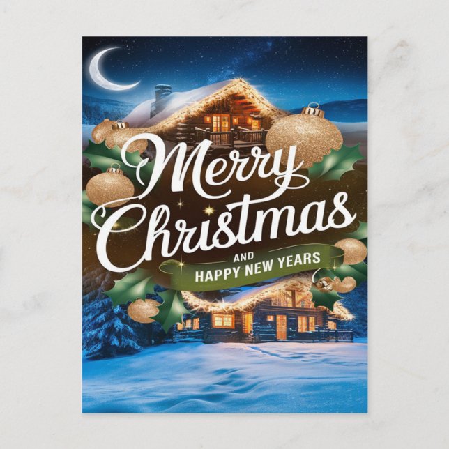 Postal Feliz Navidad y próspero Año Nuevo brillante (Anverso)