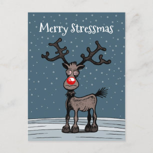 Postal Feliz Navidad y Stressmas con Rudolph