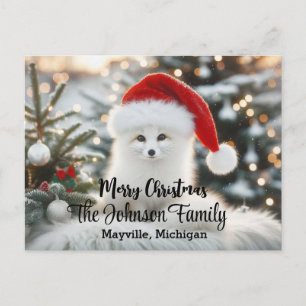 Postal Feliz Navidad Zorro Blanco Bonito Personalizado 
