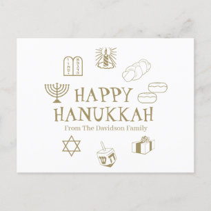 Postal Feliz nombre de la familia del personalizado blanc