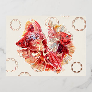 Postal feliz Nowruz Goldfish & Bubbles Relieve met