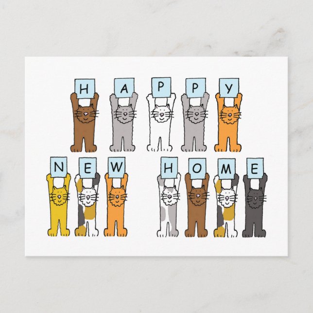 Postal Feliz nuevo hogar con gatos Personalizados (Anverso)