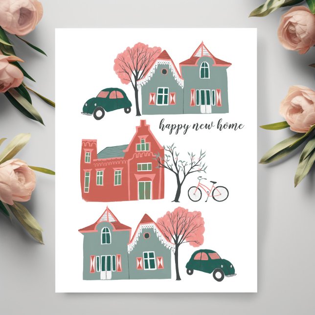 Postal Feliz nuevo hogar: Felicitaciones por el calentami (Happy New Home Congratulations Housewarming Cute Postcard
)