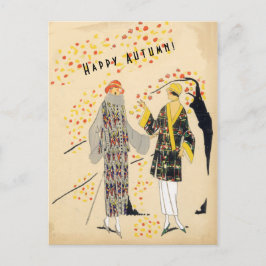 Postal Feliz otoño al caer la moda del Flapper