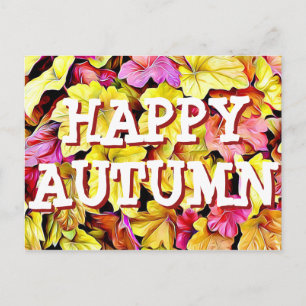 Postal Feliz otoño de hojas de otoño