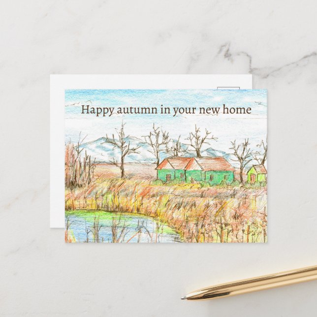 Postal Feliz Otoño En El Nuevo Hogar Inmobiliario (Anverso/Reverso In Situ)