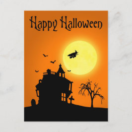 Postal Feliz paisaje de la silueta de Halloween