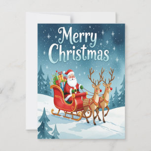 Postal Feliz Papá Noel y renos