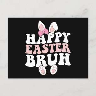 Postal Feliz Pascua Bruh Bro Bunny Egt Hunt Groovy Retro