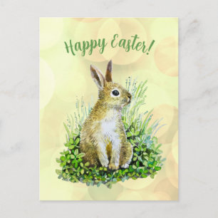 Postal Feliz Pascua conejito acuarela 