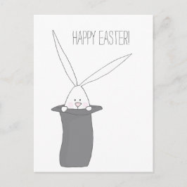 Postal ¡Feliz Pascua! Conejo lindo en un sombrero superio