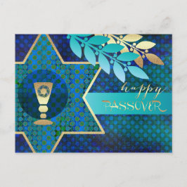 Postal Feliz Pascua. Copa de David y Kiddush