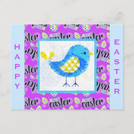 Postal Feliz Pascua de Chick Azul