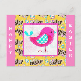 Postal Feliz Pascua de Chick Rosa
