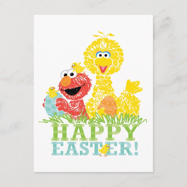 Postal Feliz Pascua de Elmo y Big Bird (Anverso)
