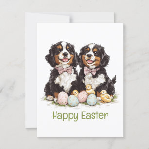 Postal Feliz Pascua de los perros de montaña de Bernese h