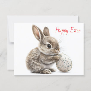 Postal Feliz Pascua - Divertido conejo con Huevo Delight