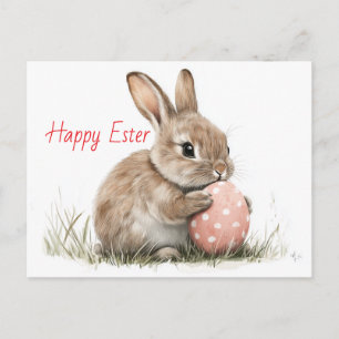 Postal Feliz Pascua - Divertido conejo con Huevo Delight